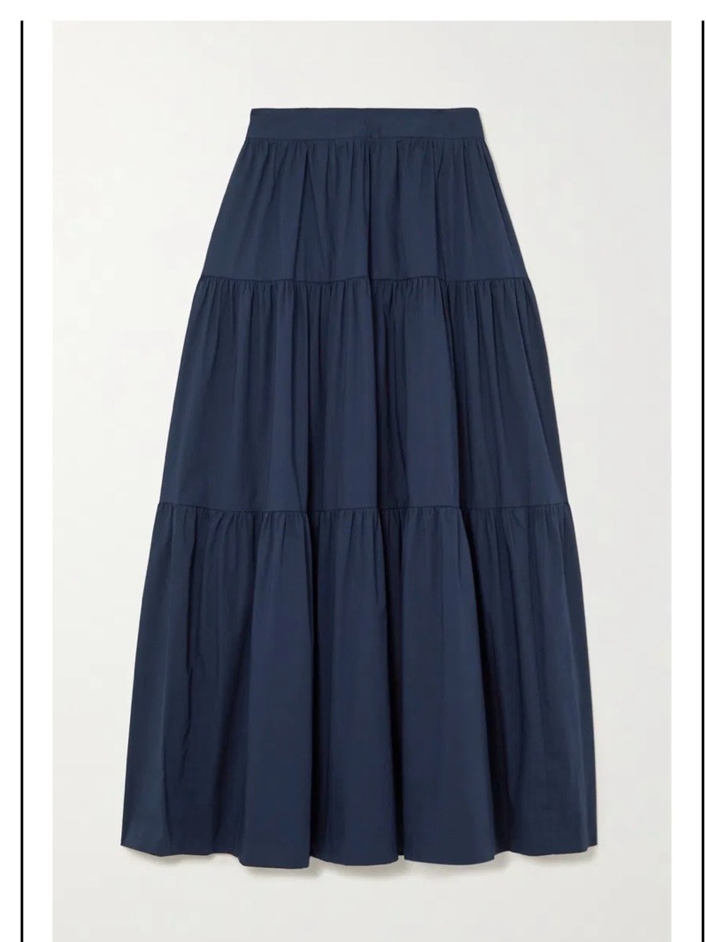 Staud Tiered Navy Cotton Poplin Maxi Skirt - Picture 3 of 8